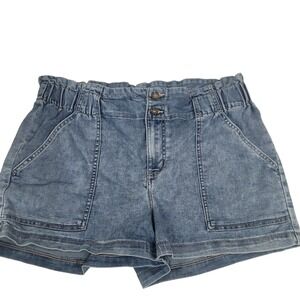 Maurices XL‎ Denim Shorts High Waist Paper Bag Two Button Womens Blue